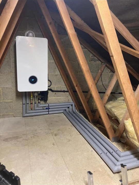 A boiler installed into a loft