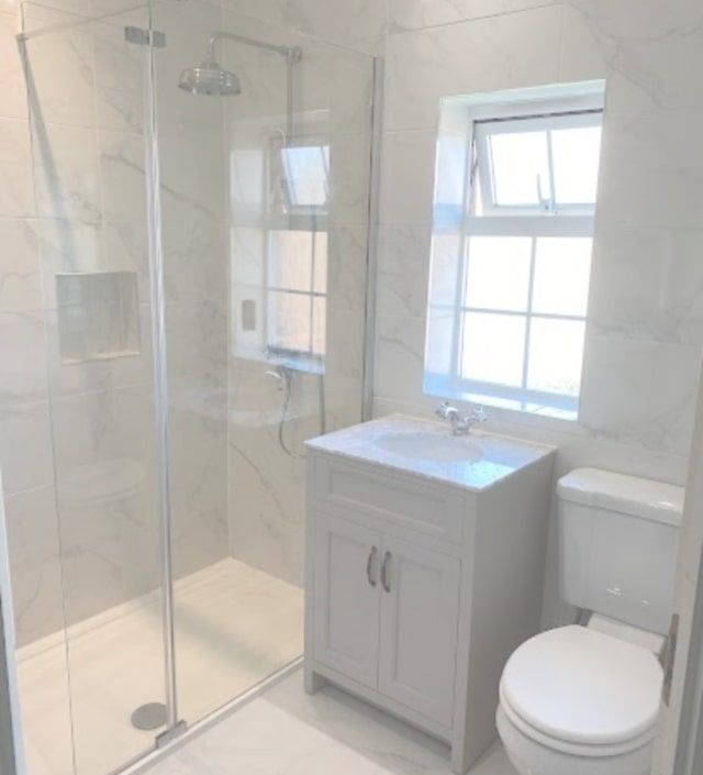 A recently completed bathroom installation